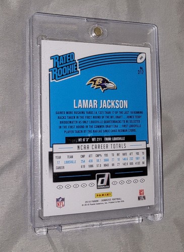 2018 Panini Donruss - Rated Rookie Lamar Jackson #317 (RC) - Picture 2 of 2