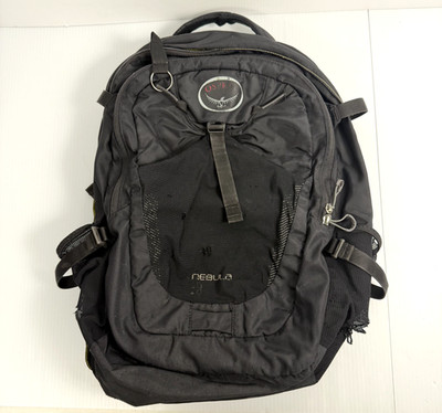 Osprey Nebula Black Nylon Hiking Backpack Zip Padded Straps Hip Belt Adjustable