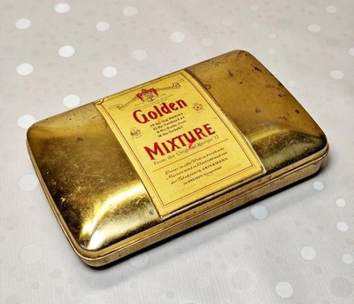 Vintage Golden Mixture Tobacco Tin, Brinkmann Bremen Brass Case, Mid-Century 