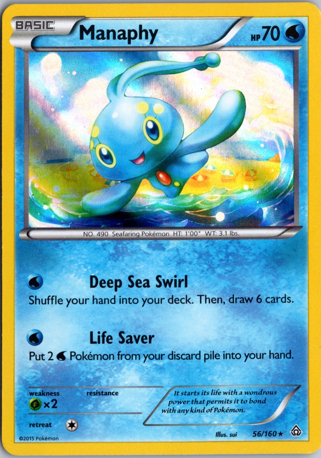 Manaphy Holo Holo Rare XY - Primal Clash 56/160 NM