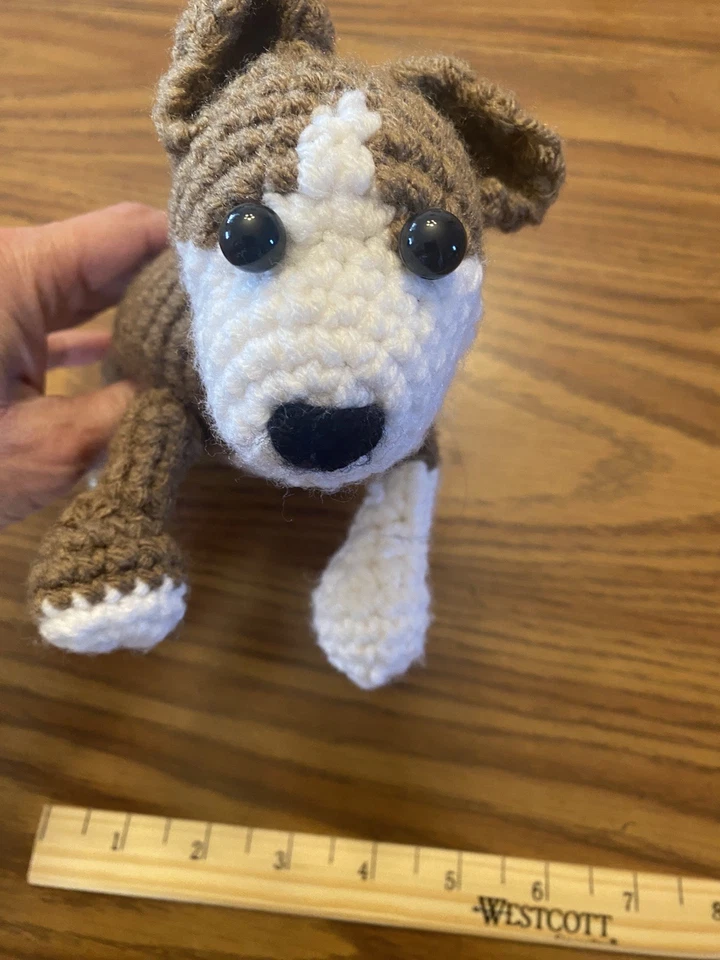 Handmade Crochet Stuffed Toy Plush Soft BROWN DOG Puppy  - Image 4 of 4