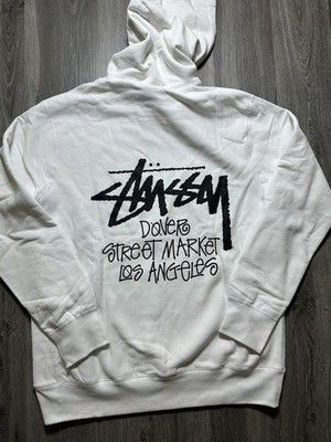 Stussy Dover Street Market Los Angeles Pull Over Hoodie White Mens