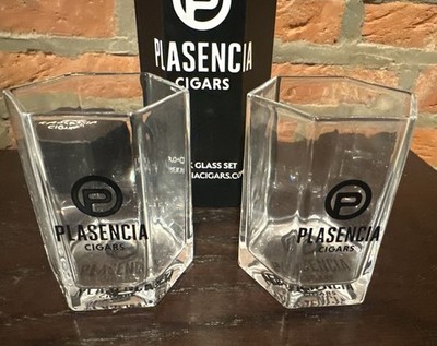 Limited Edition Plasencia Cigar Whiskey Rocks Glasses Gift Box Set of 2 Glasses