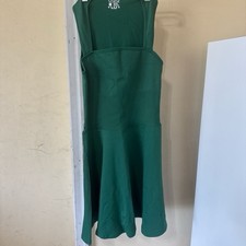 Uniqlo Women's Green Solid A-Line Midi Dress M Sleeveless Scoop Neck Pullover