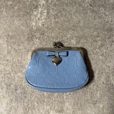 COACH Signature Canvas Kisslock Coin Purse Blue Y2K Logo Vintage Coin Wallet