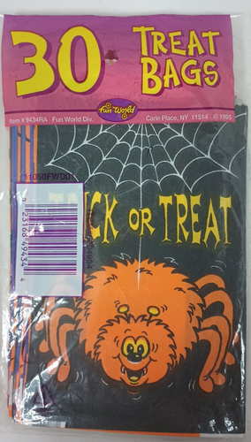 Halloween Paper Treat Bags 30 Count 1995 Fun World 4 Designs Sealed Bag