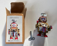 Windup Robot Drummer Tin Litho Toy 4" MS409 China Works