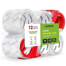 KAMOTA Packing Tape, 12 Rolls Heavy Duty Clear Packaging Tape for Shipping Pa...