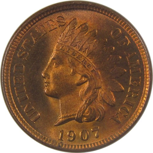 1907 Indian Head Cent BU Very Choice Uncirculated Red Brown Penny