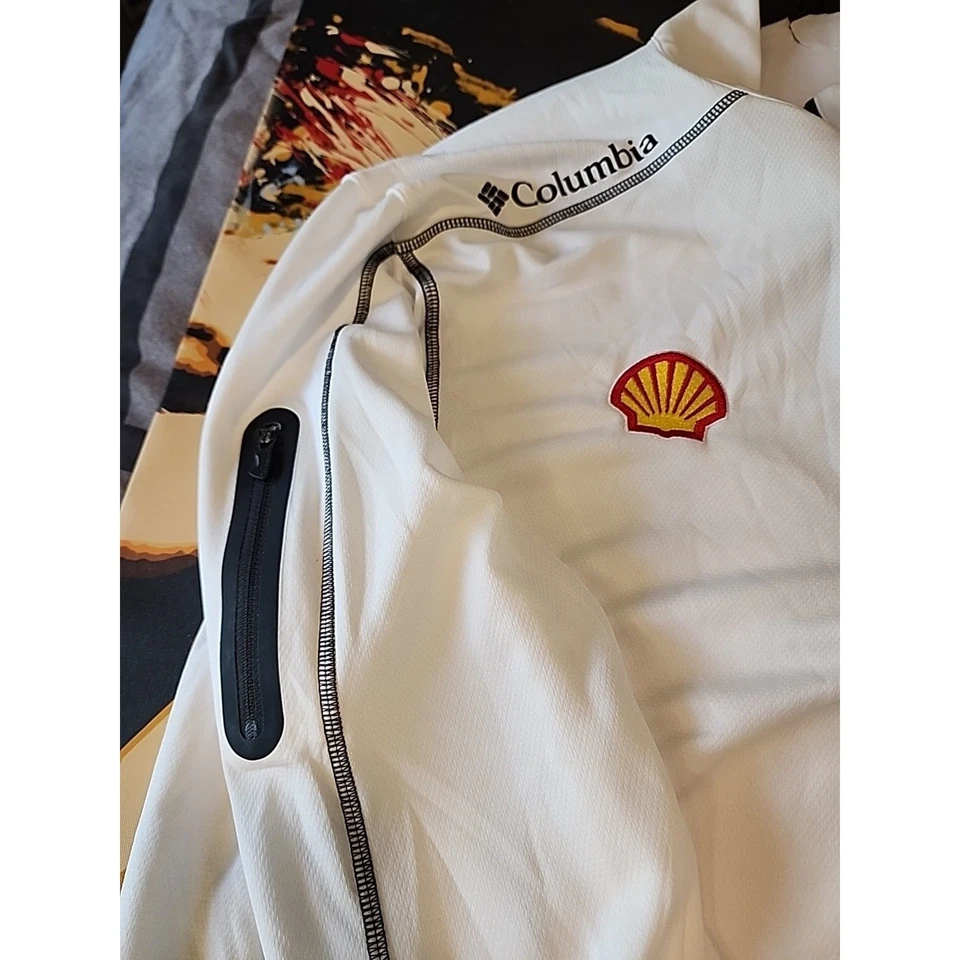 Chaqueta Columbia Golf Guinness Para Hombre Grande Blanca 1/2 Cremallera Escopeta Foto 3 de 4