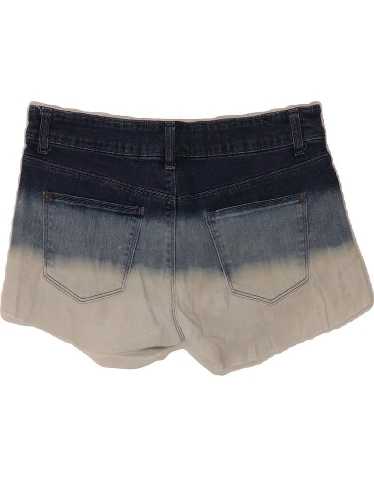 BUFFALO Womens Distressed Denim Shorts UK 14 Large W34 Blue Colourblock DU45 - Image 2 of 3