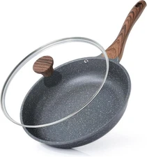SENSARTE Nonstick Frying Pan Skillet with Lid, Omelet 8 Inch, Gray Granite 