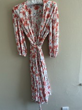 Per Una Floral Wrap Dress Viscose V-Neck Balloon Sleeve Midi UK 10