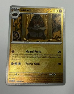 Pokemon 119/217 Carkol Poke Ball Reverse Holo Mega Evolution Ascended Heroes NM