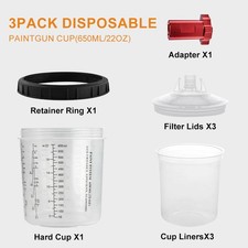 Disposable Air Paint Spray Gun Cup Liners And Lid System 22 Ounce650ml Kits