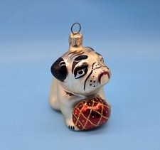 English Bulldog Glass Christmas Dog Ornament Made In Poland