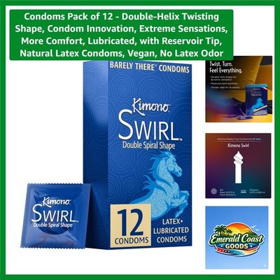 Pack of 12 Double Helix Twisting Condoms - Ultra Thin & Lubricated Comfort
