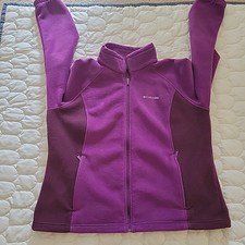 Columbia Zipper Front Women's Fleece Sweatshirt Hiking Color Block Purple Sz. 2X