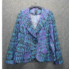 Clara Sun Woo Jacket Blazer Size 1X Multi Print  Artsy