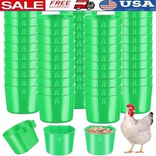 60 Pack Hanging Cage Cups Feeders Birds Chickens Small Pets Water Food Bowls New