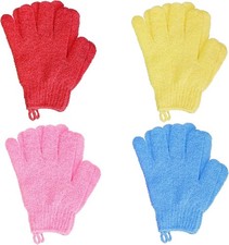 4 Pairs Bath Exfoliating Gloves Scrub, Double Sided Bath Mitts Scrubs for Shower