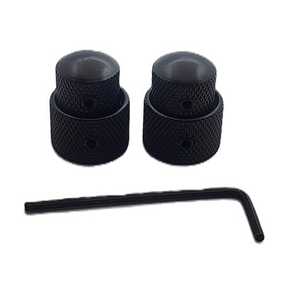 2x Black Metal Dual Concentric Stacked Knobs