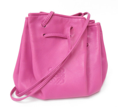 Authentic LOEWE Anagram Nappa Leather Drawstring Shoulder Bag #50845