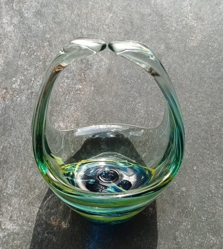 Vintage Mdina Maltese Art Glass Sea And Sand Pattern Basket - Picture 1 of 4