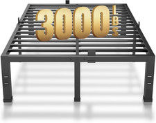 King Bed Frame 14 Inch Heavy Duty Metal Platform Bedframe with Black Steel Slat