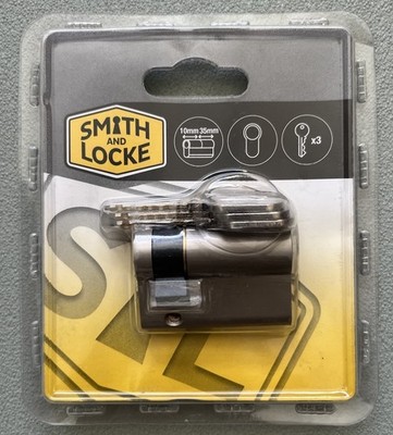 SMITH AND LOCKE 10 MM X 35 MM SATIN NICKEL ZYLINDER & 3 SCHLÜSSEL BRANDNEU VERSIEGELT