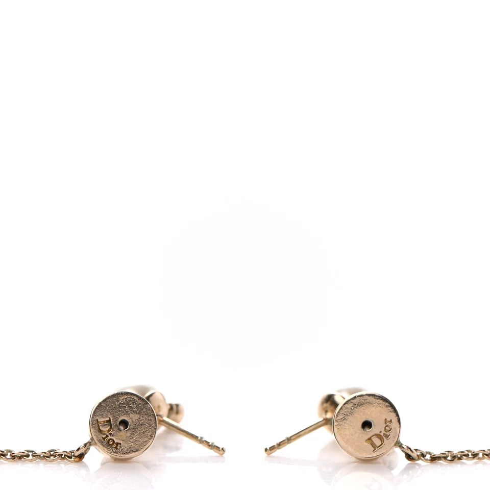 Christian Dior Pearl Crystal Star CD Dangle Drop Earrings Gold + gift box - Image 3 of 4