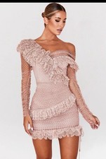 HOUSE OF CB 'Sorrel' Blush Lace Frill Mini Dress. Brand new RRP £129 medium