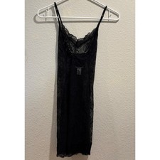 Victoria's Secret Black Lace Sheer V-Neck Mini Slip Dress Size XS