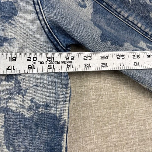 Embellish Mens Grungy Blue Acid Wash Bleach Splatter Denim Trucker Jacket XL image 6