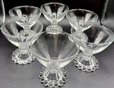 VINTAGE ANCHOR HOCKING CANDLEWICK ICE CREAM BOWL CUP DISH CLEAR GLASS SET 6