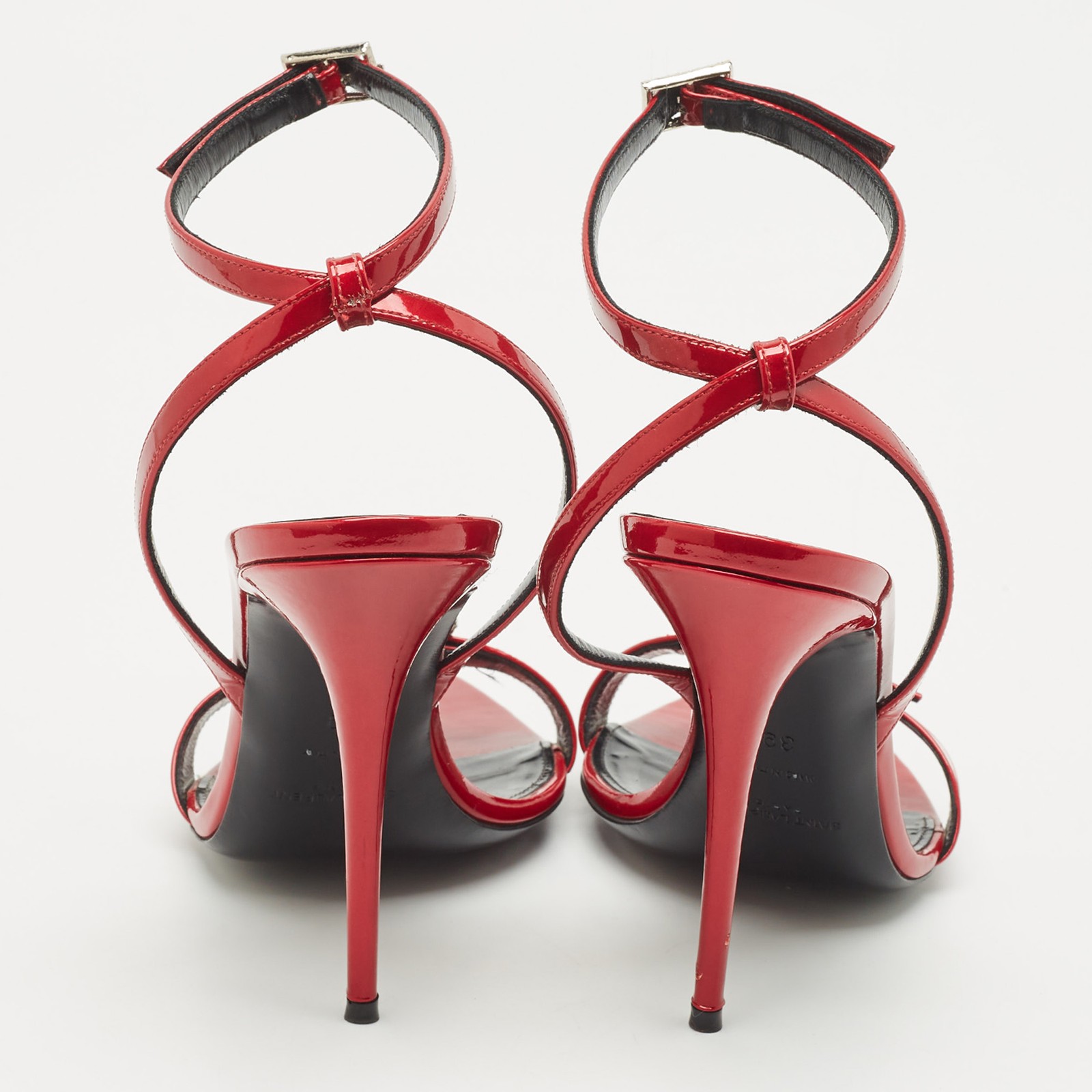 Sandali alla caviglia Saint Laurent rossi in vernice misura 39