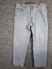 Vintage Levis 550 Jeans Mens 40x32 Light Blue Relaxed Made in USA Distressed 90s