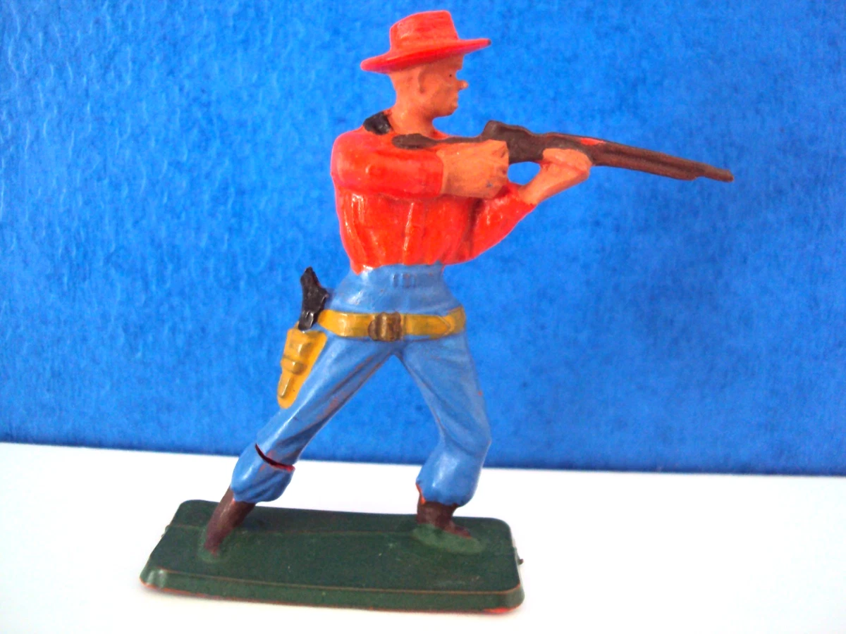 Starlux - Cow-Boys - Série 64 Luxe Spéciale - Piéton Tireur Fusil Genoux Plie Vert Bleu Ref 5121 2 A55128