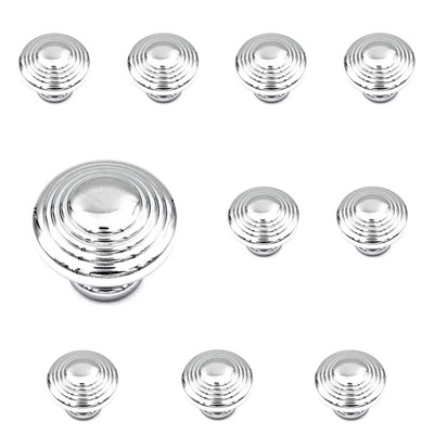 10 Pack Hickory Hardware P3103-CH Chrome 1 1/4'' Round Cabinet Knob Pull Fanfare