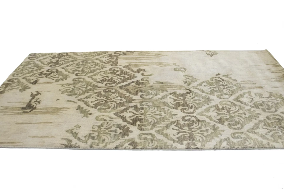 Hand-Tufted Abstract Transitional Design Cream Oriental Wool Rug Carpet 5X8 ft - Image 3 of 4