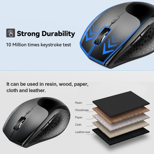 TECKNET Bluetooth Mouse, 4800 DPI Wireless Mouse, 2-Year Battery 6 Adjustable... - Picture 6 of 8