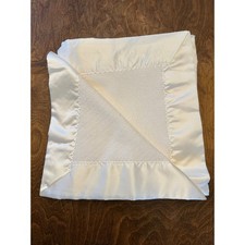 Vtg Baby Blanket Merino Wool Ultra-Soft Satin...