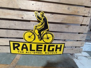 Raleigh Bicycle Porcelain Enamel 24 inch Single Side Sign Board
