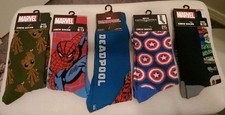 MARVEL X-MEN, DEADPOOL, GROOT, CAPTAIN AMERICA  SPIDERMAN 5 Pairs of Crew Socks