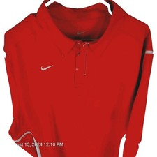 Nike Shirt Men's XL Dri-Fit Golf Polo Short Sleeve Button Up Red Performance