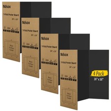 Ndsox 4 Pack 26" x 16" Black Trifold Poster Board Medium Size Corrugated Card...
