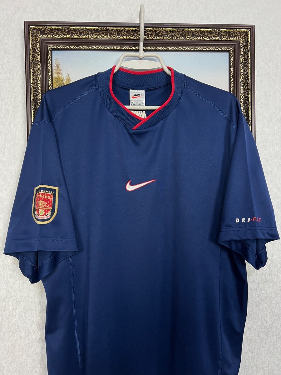 Vintage 90's Nike Arsenal Football Train Blue Shirt Soccer Jersey