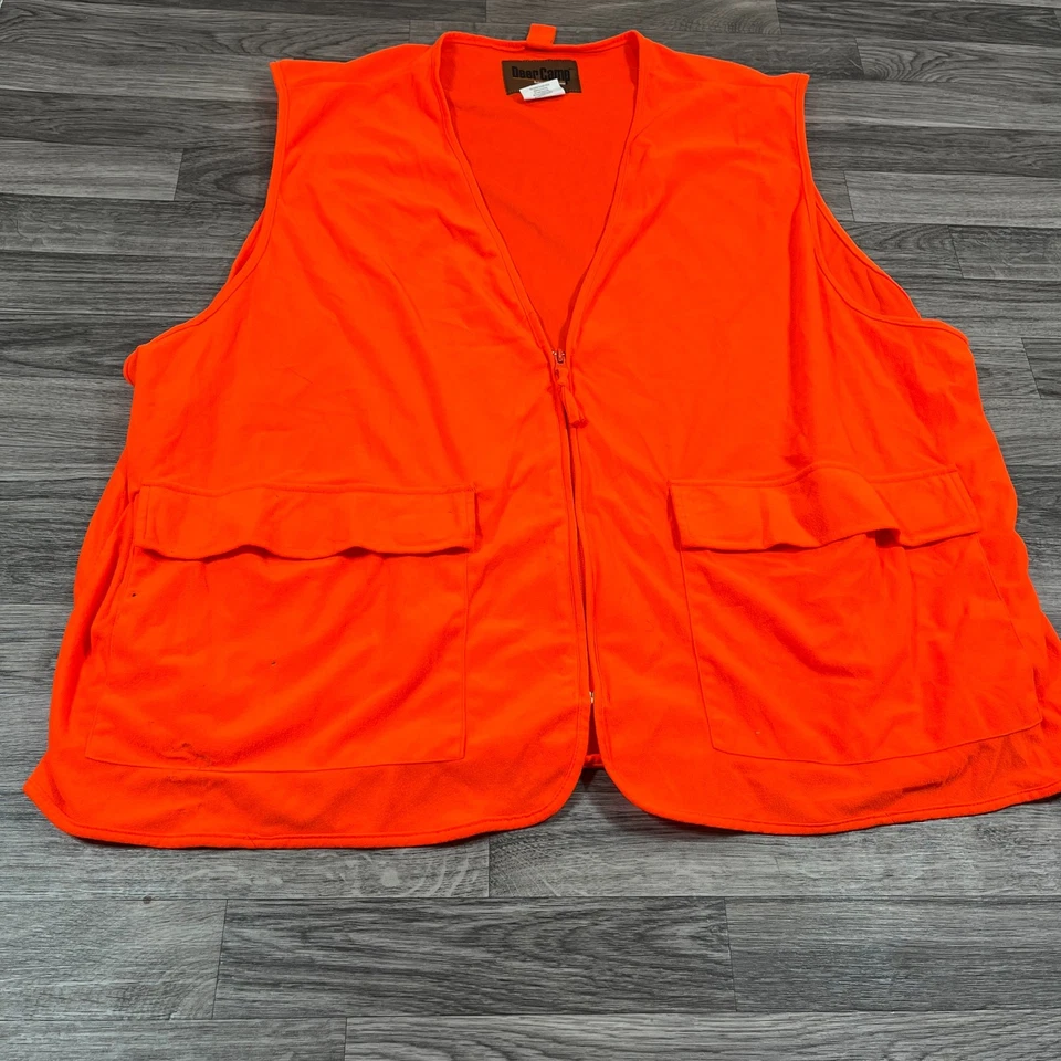 DEER CAMP Full Zip Up Pockets Sleeveless Orange Hunting Vest Men's 3X Plus Size - Image 2 of 4