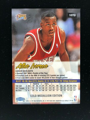 1997-98 Fleer Ultra Gold Medallion #107G Allen Iverson 2nd Year 