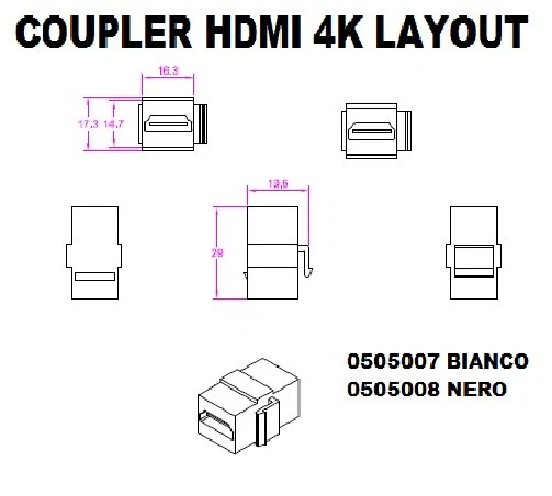 presa HDMI 4K F/F compatibile per bticino living international nero antracite - Immagine 4 di 4